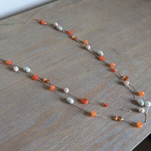 Charming Charlie Multi Strand Orange Beaded Necklace